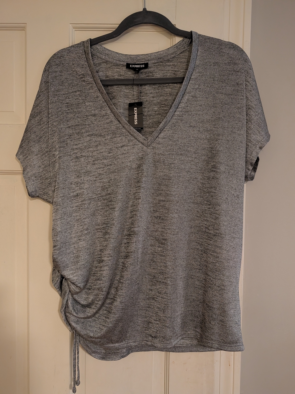 Express Women's Gray V-Neck Side-Tie Top NWT
